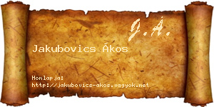 Jakubovics Ákos névjegykártya