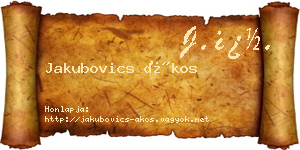 Jakubovics Ákos névjegykártya